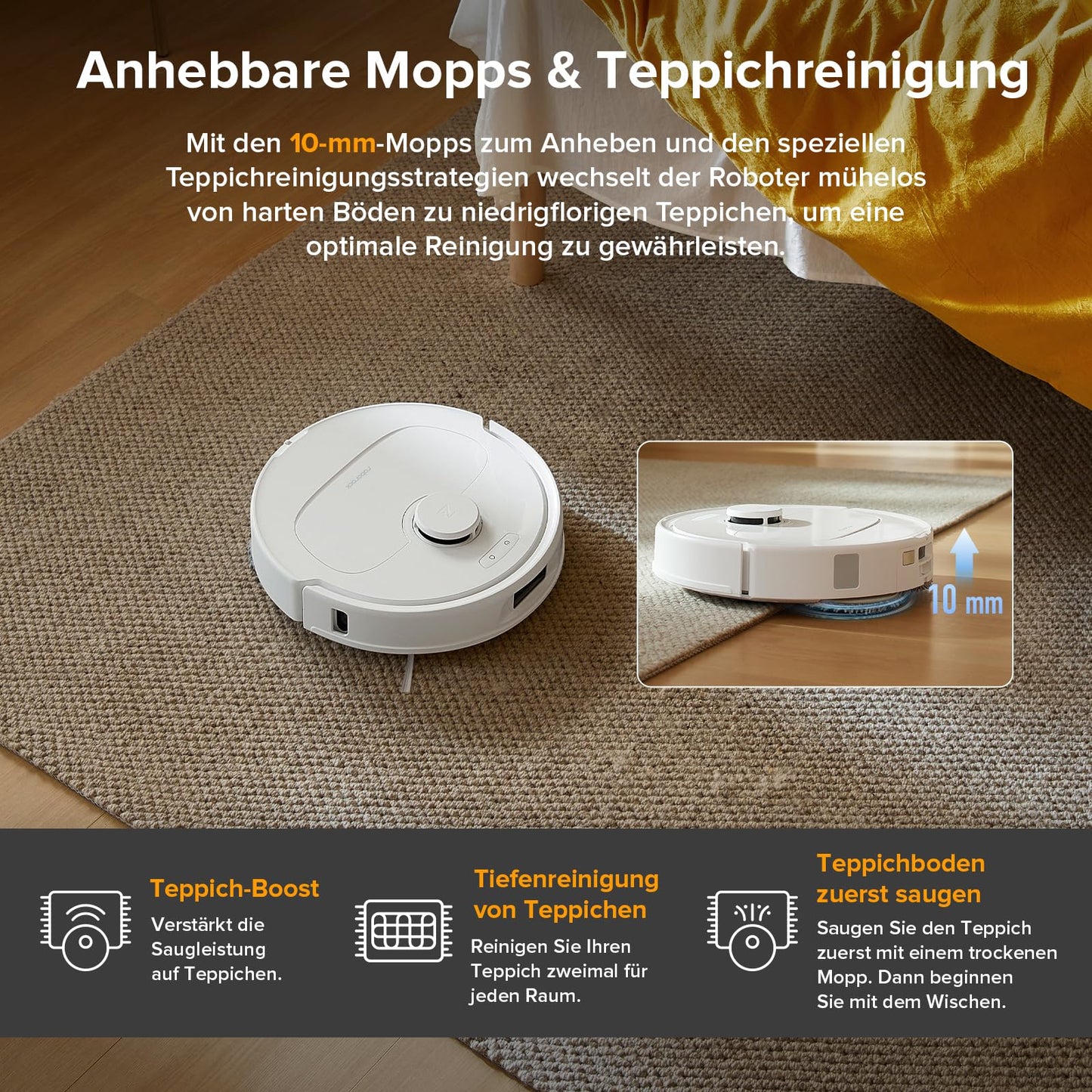 Roborock Qrevo Serie Saugroboter mit Wischfunktion – Weiß