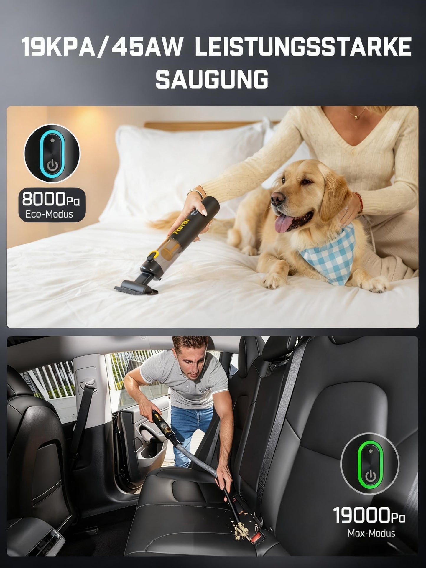 Fanttik Slim V8 APEX Akku-Autostaubsauger – Schwarz